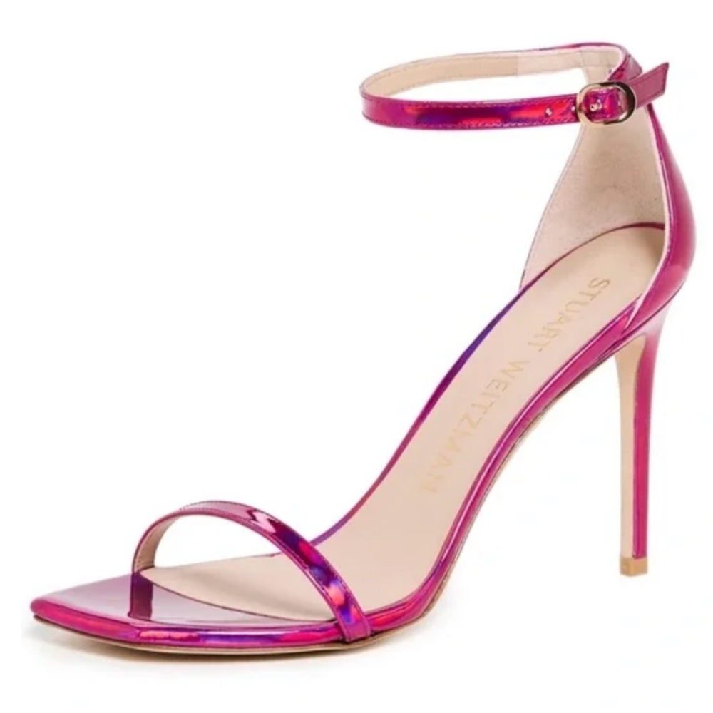 Stuart Weitzman Pink Metallic Ankle Strap Sandal